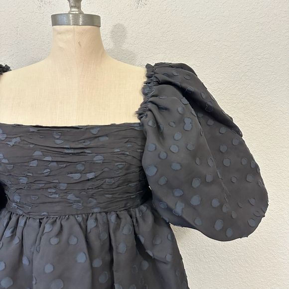 AJE La Piscine Mini Dres Blacks Puff Sleeve Bow Back Party Formal Goth NWT - Picture 6 of 16